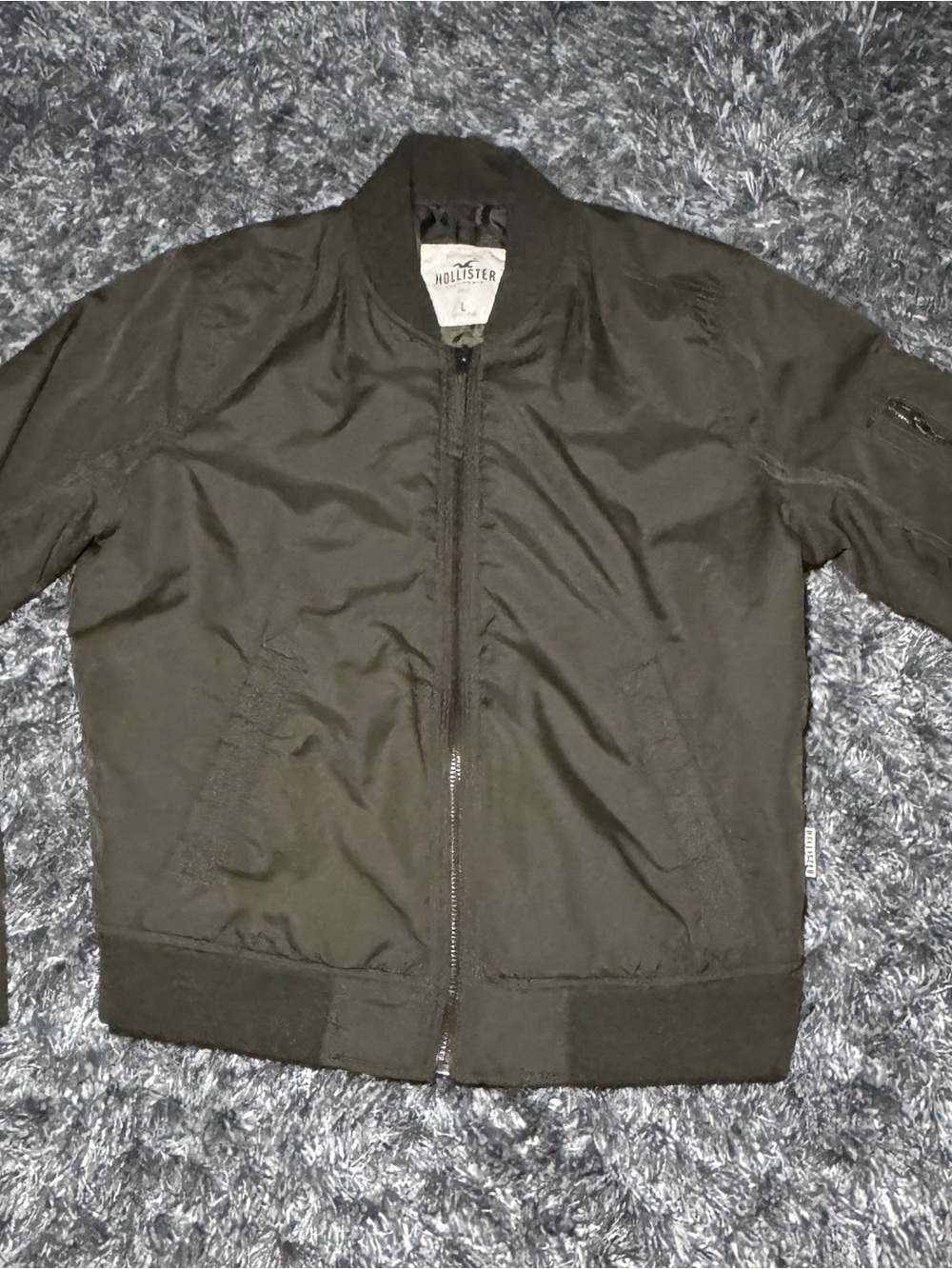 Hollister Men's Dark Black Bomber Jacket